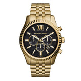 Michael Kors Mens Chronograph Watch Lexington 45mm Gold Black MK8286