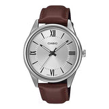 Casio Classic 40mm Silver Men's Brown Leather Analogue Watch