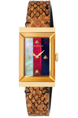 Gucci Watch G-Frame Ladies 21mm Stripe Yellow Gold YA147402