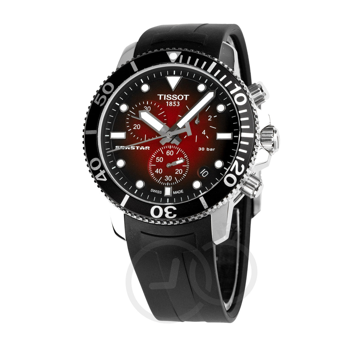 Tissot Chronograph Watch SEASTAR 1000 Red Rubber