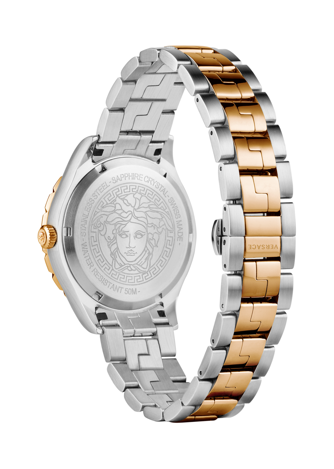 Versace Men's Watch Hellenyium GMT Green Two-Tone Rose Gold Bracelet