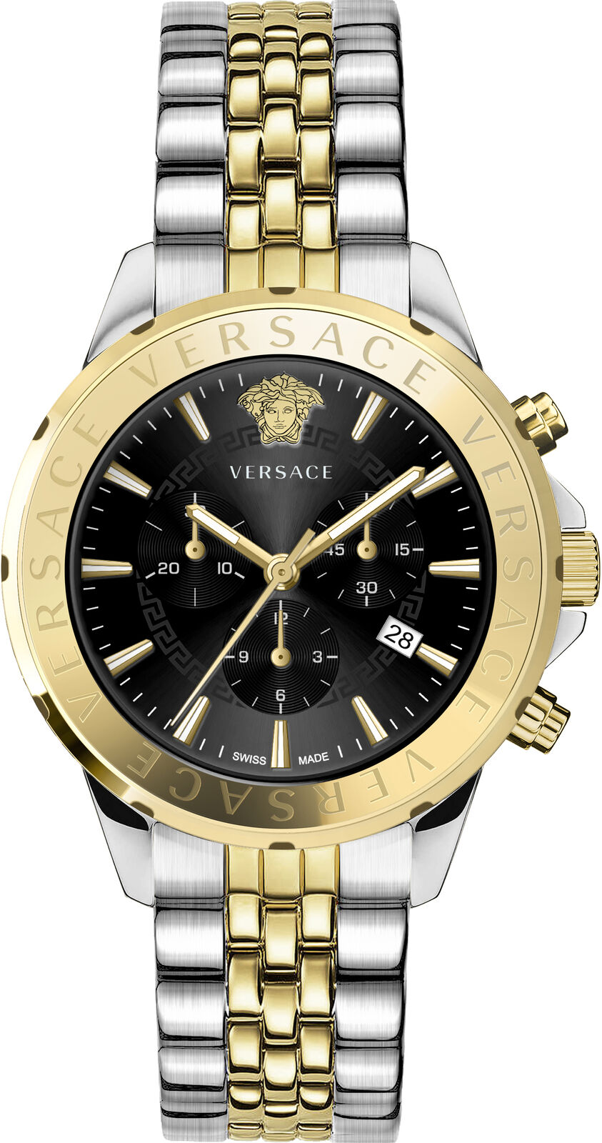 Versace Men's Watch Chrono Signature Black Two-Tone Bracelet