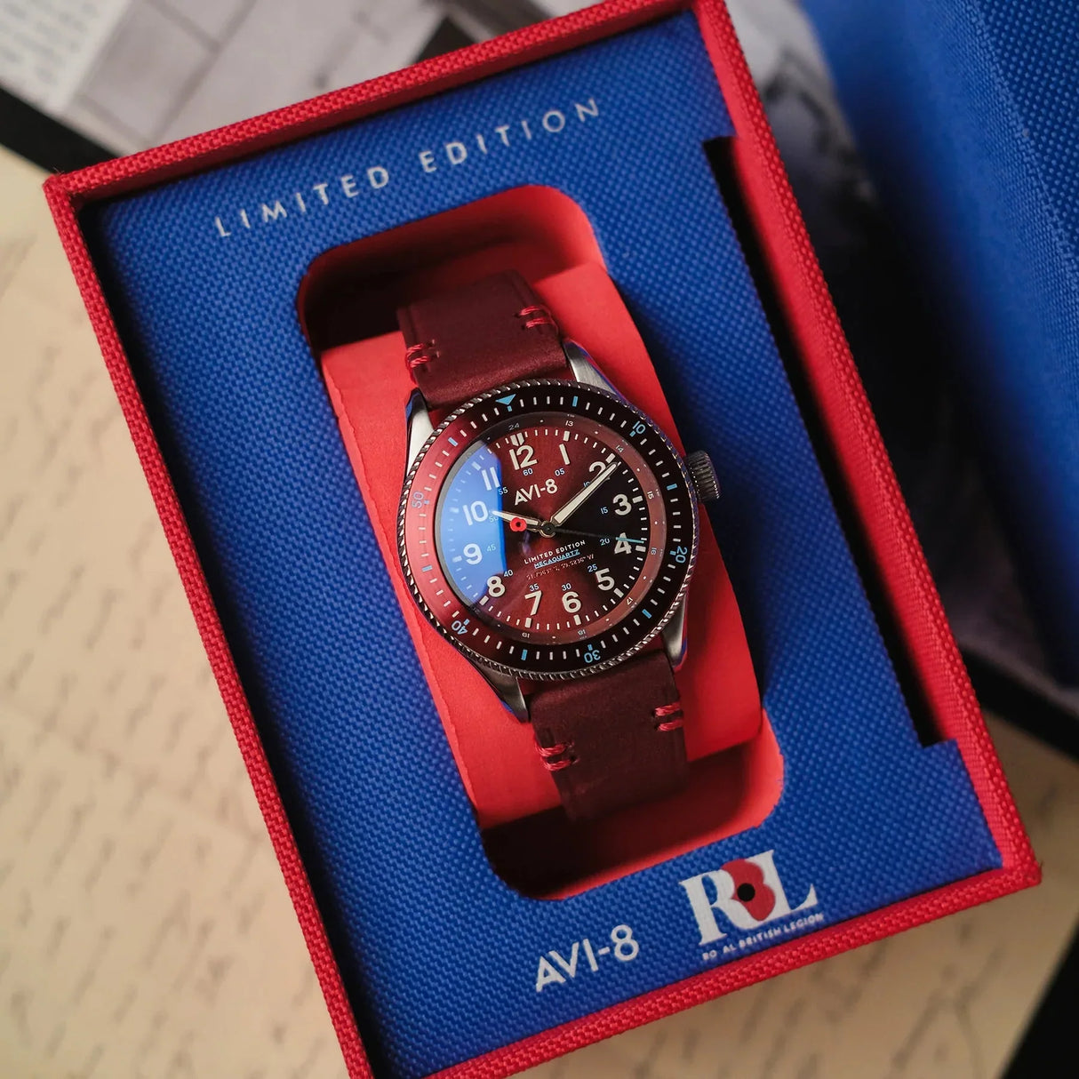 Analogue Watch - AVI-8 Flyboy Royal British Legion Falklands Red Watch AV-4099-RBL03