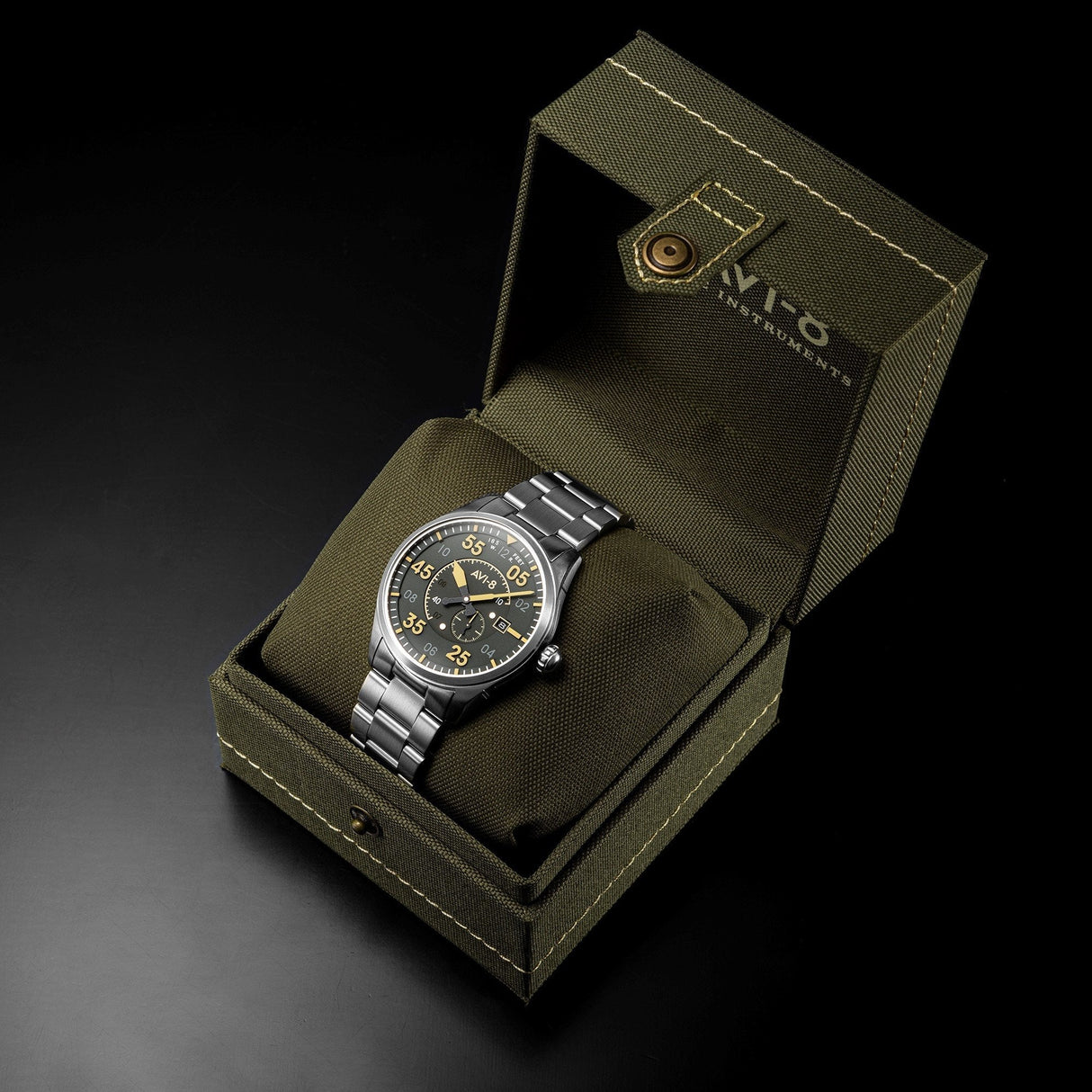 Analogue Watch - AVI-8 Olive Green Spitfire Automatic Watch AV-4073-22