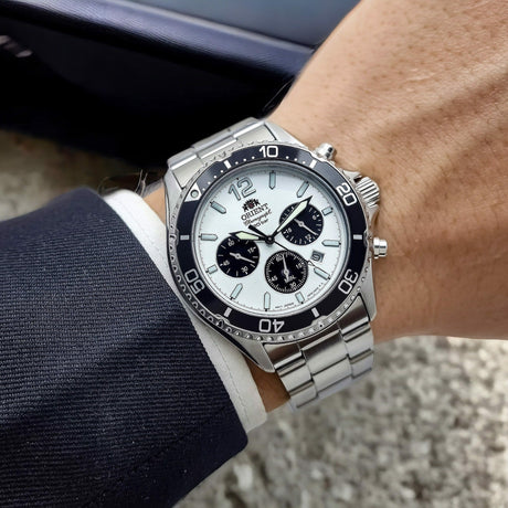 Analogue Watch - Orient Mako Solar Men's Silver Watch RA-TX0203S10B