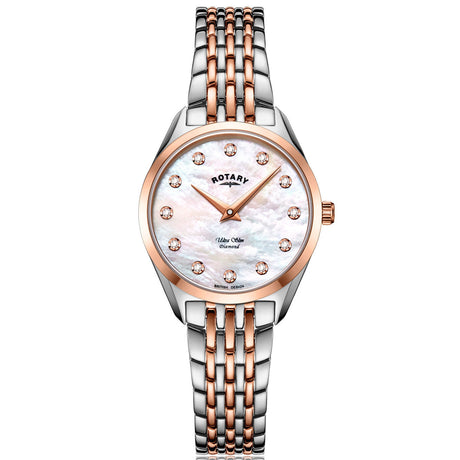 Analogue Watch - Rotary Ultra Slim Ladies Pink Watch LB08012/41/D