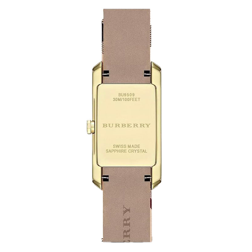 Burberry Ladies Watch The Pioneer Check Yellow Gold
