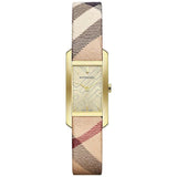 Burberry Ladies Watch The Pioneer Check Yellow Gold