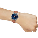 Casio Dress Blue 40mm Unisex Brown Leather