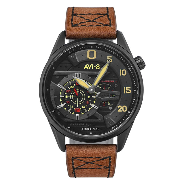 Chronograph Watch - AVI-8 Black Insignia Yellow Hawker Harrier II Chronograph Watch AV-4070-04