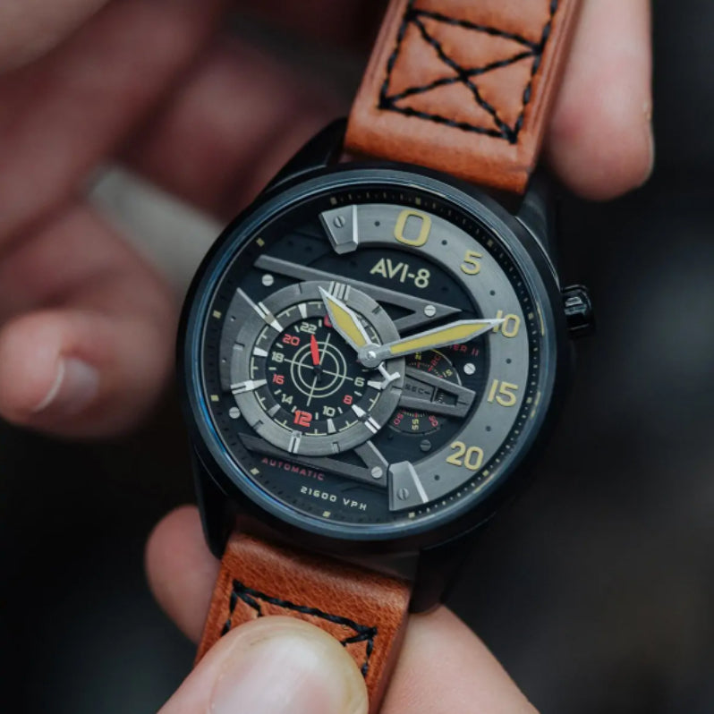 Chronograph Watch - AVI-8 Black Insignia Yellow Hawker Harrier II Chronograph Watch AV-4070-04