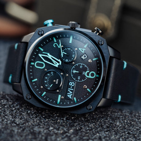 Chronograph Watch - AVI-8 Blue Diamond Hawker Hunter Chronograph Watch AV-4052-05