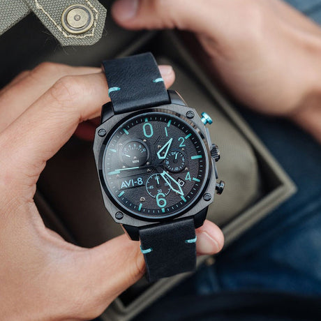 Chronograph Watch - AVI-8 Blue Diamond Hawker Hunter Chronograph Watch AV-4052-05