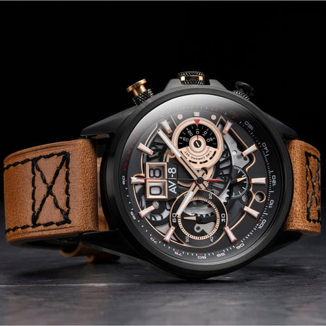 Chronograph Watch - AVI-8 Bronze Carbon Hawker Harrier Chronograph Watch AV-4065-03