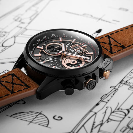 Chronograph Watch - AVI-8 Bronze Carbon Hawker Harrier Chronograph Watch AV-4065-03