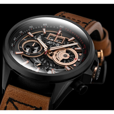 Chronograph Watch - AVI-8 Bronze Carbon Hawker Harrier Chronograph Watch AV-4065-03