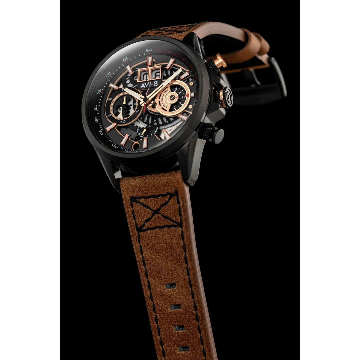 Chronograph Watch - AVI-8 Bronze Carbon Hawker Harrier Chronograph Watch AV-4065-03