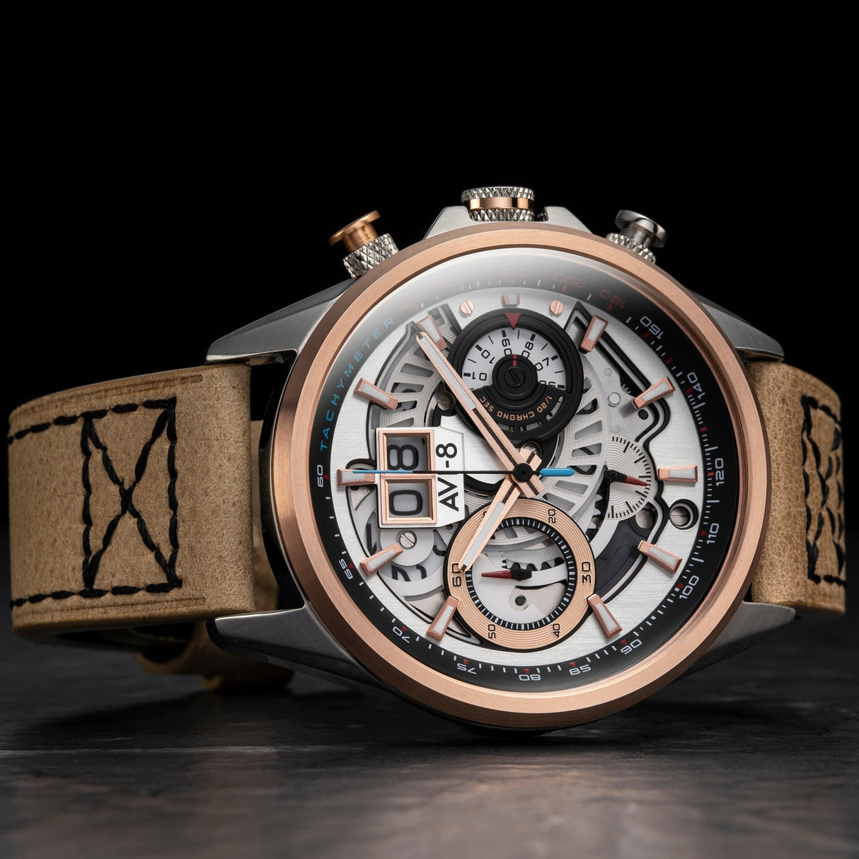 Chronograph Watch - AVI-8 Burnt Gold Brown Hawker Harrier Chronograph Watch AV-4065-02