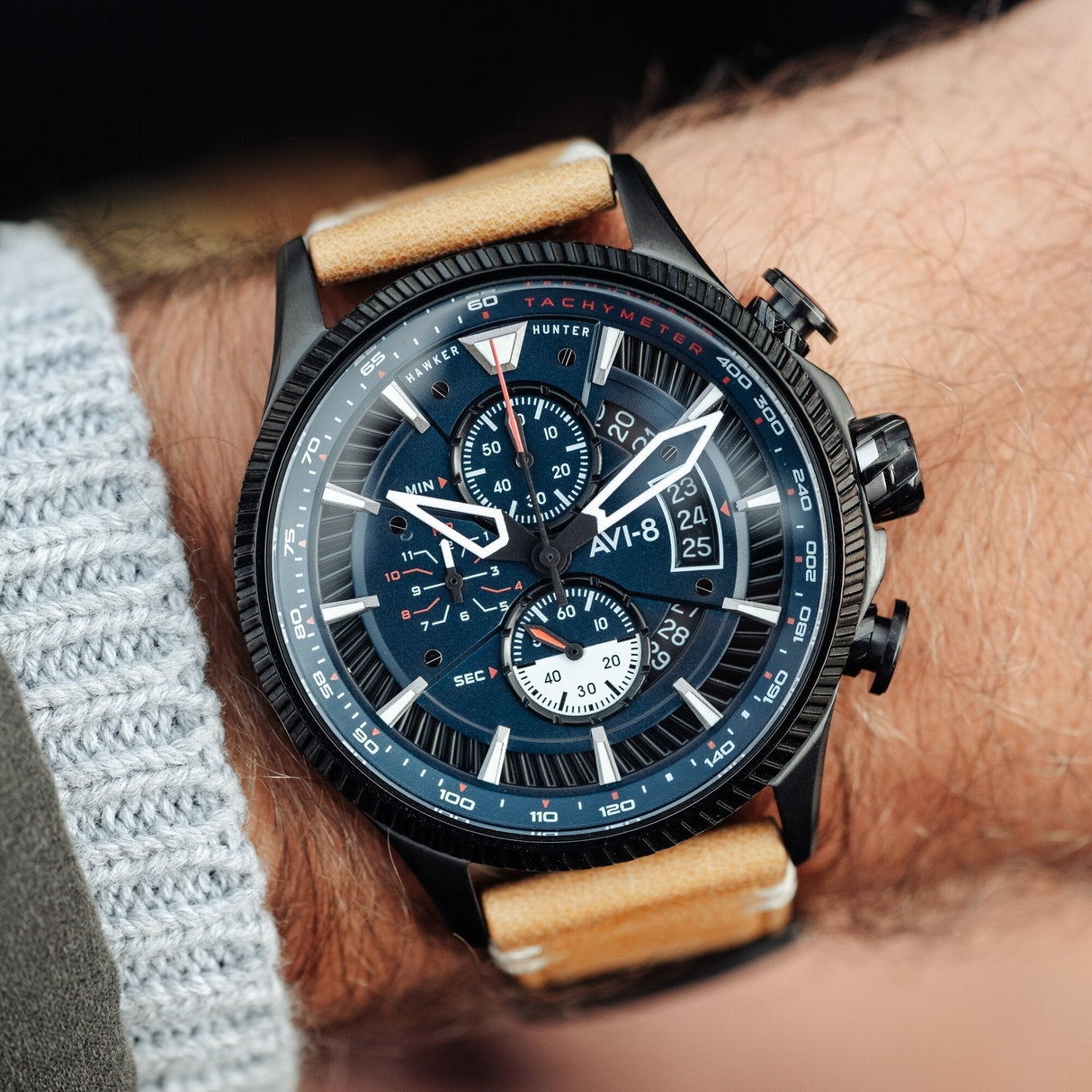 Chronograph Watch - AVI-8 Carbon Navy Hawker Hunter Chronograph Watch AV-4064-01