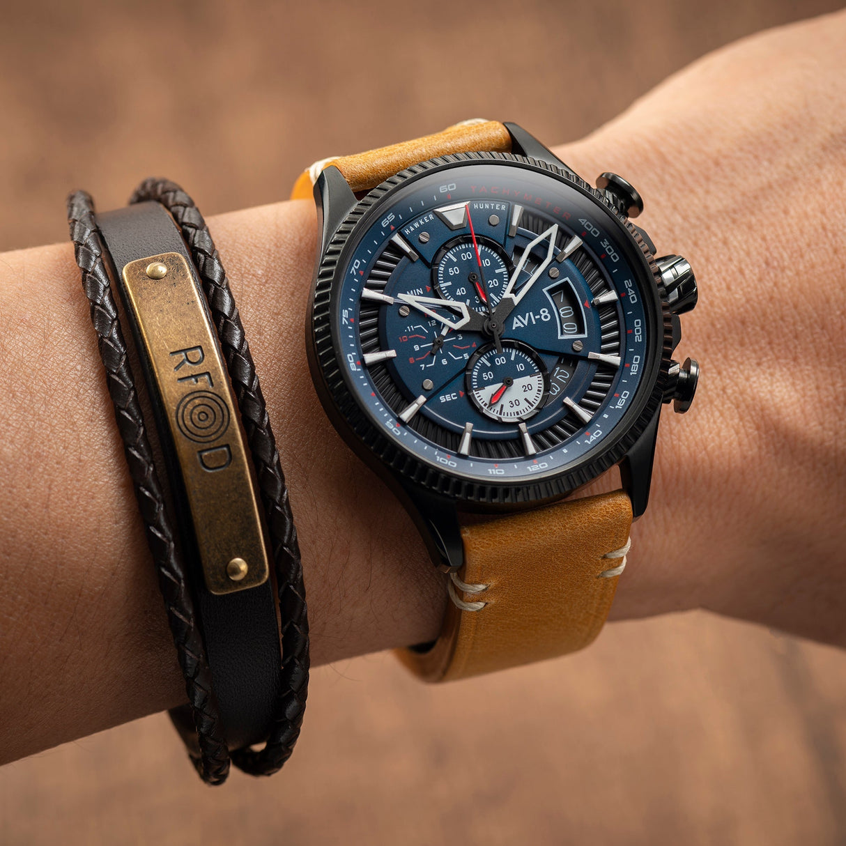 Chronograph Watch - AVI-8 Carbon Navy Hawker Hunter Chronograph Watch AV-4064-01