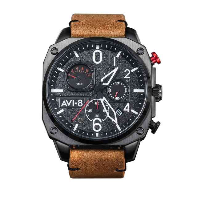 Chronograph Watch - AVI-8 Charcoal Ember Brown Hawker Hunter Chronograph Watch AV-4052-02