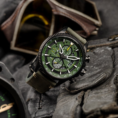 Chronograph Watch - AVI-8 Charcoal Green Hawker Hunter Chronograph Watch AV-4064-02