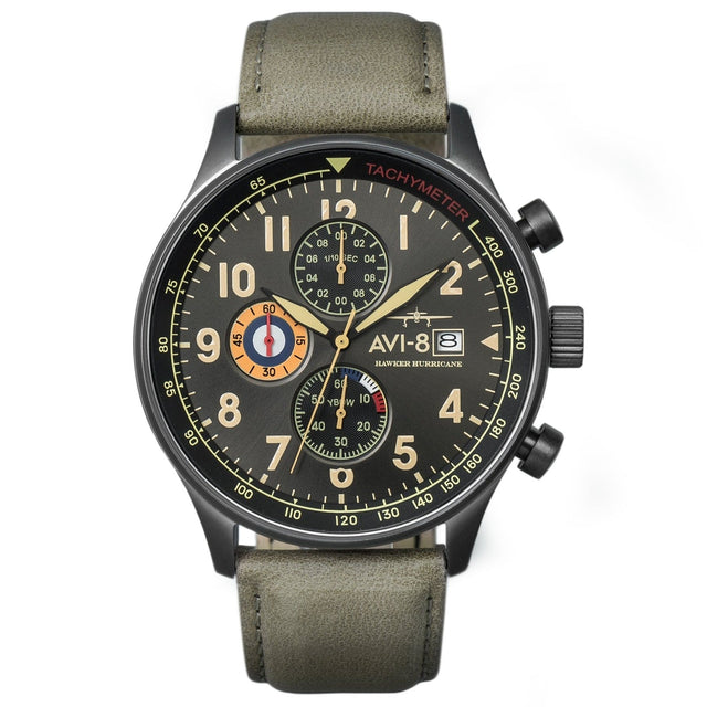 Chronograph Watch - AVI-8 Dark Earth Hawker Hurricane Chronograph Watch AV-4011-0E