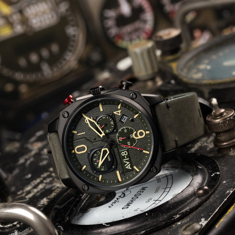Chronograph Watch - AVI-8 Deep Green Black Hawker HunterChronograph Watch AV-4052-08