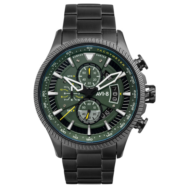 Chronograph Watch - AVI-8 Men's Black Hawker Hunter Chronograph Watch AV-4064-11