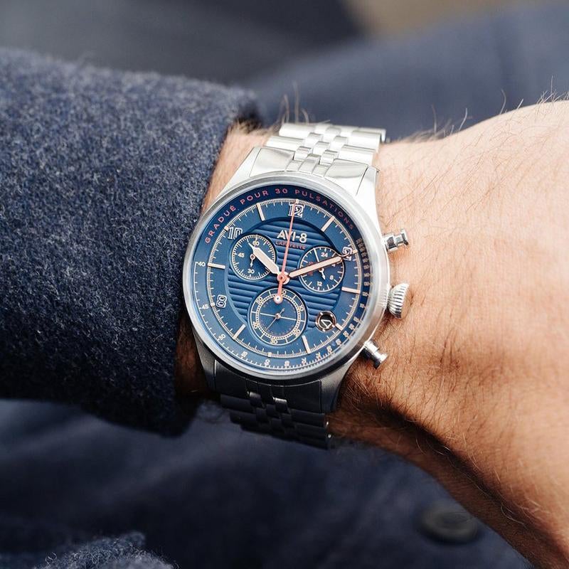 Chronograph Watch - AVI-8 Men's Blue Flyboy Chronograph Watch AV-4076-22