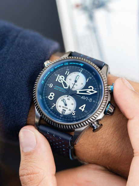 Chronograph Watch - AVI-8 Men's Blue Hawker Hunter Chronograph Watch AV-4080-02