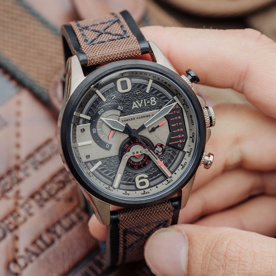 Chronograph Watch - AVI-8 Men's Desert Brown Hawker Harrier II Watch AV-4056-06