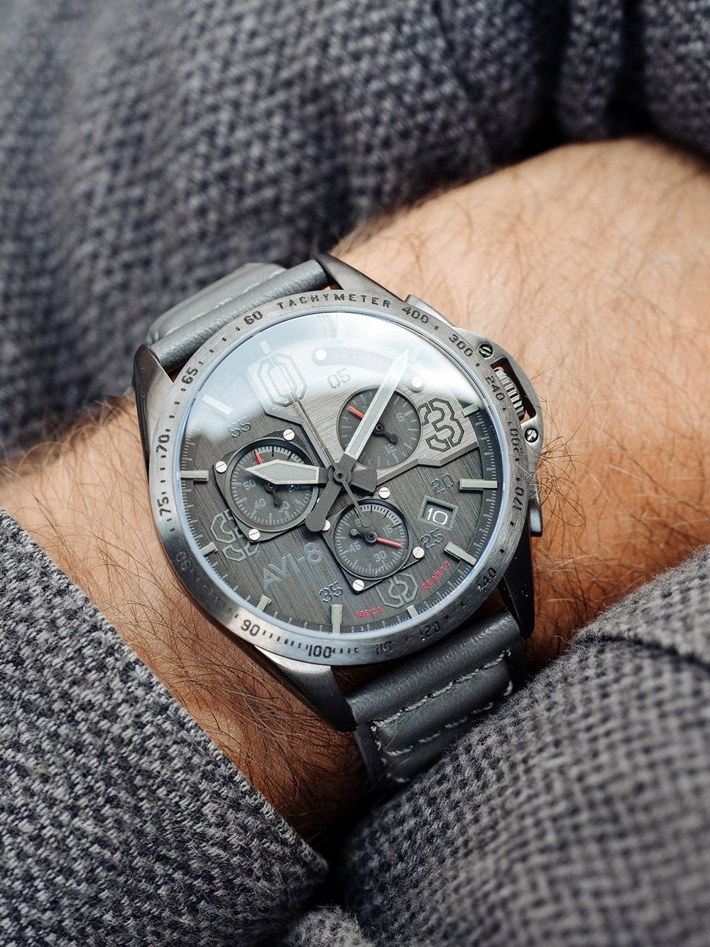 Chronograph Watch - AVI-8 Men's Grey P-51 Mustang Chronograph Watch AV-4077-03