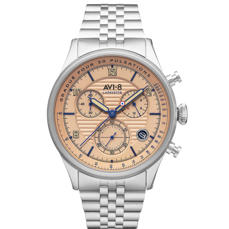 Chronograph Watch - AVI-8 Men's Salmon Flyboy Chronograph Watch AV-4076-44