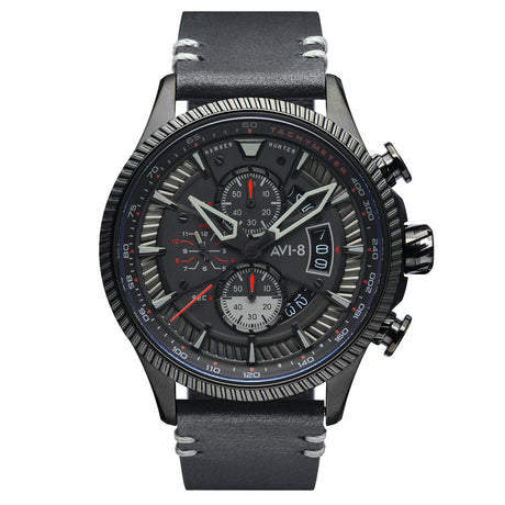 Chronograph Watch - AVI-8 Men's Stealth Black Hawker Hunter Avon Watch AV-4064-05