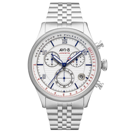 Chronograph Watch - AVI-8 Men's White Flyboy Chronograph Watch AV-4076-11