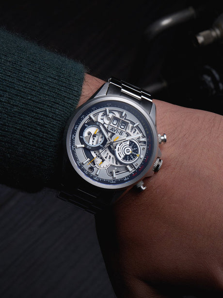 Chronograph Watch - AVI-8 Men's White Hawker Harrier Chronograph Watch AV-4065-11