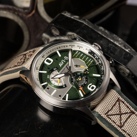 Chronograph Watch - AVI-8 Sand Military Green Hawker Harrier Chronograph Watch AV-4056-02