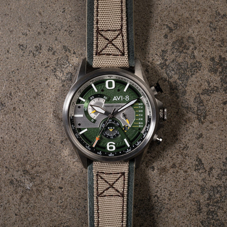 Chronograph Watch - AVI-8 Sand Military Green Hawker Harrier Chronograph Watch AV-4056-02