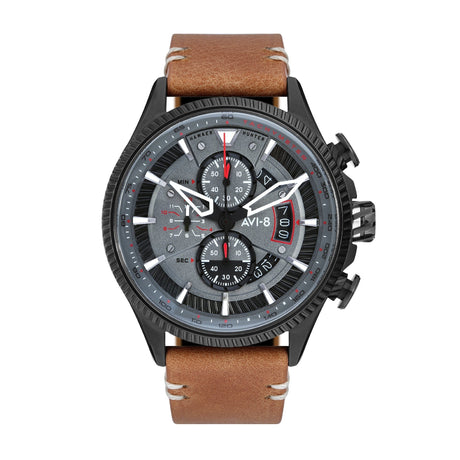 Chronograph Watch - AVI-8 Scarlet Black Brown Hawker Hunter Chronograph Watch AV-4064-03