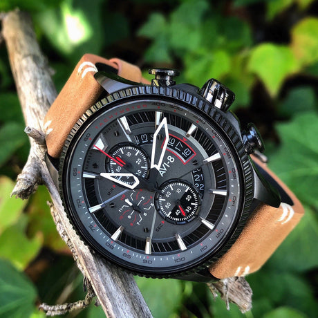 Chronograph Watch - AVI-8 Scarlet Black Brown Hawker Hunter Chronograph Watch AV-4064-03