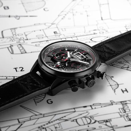 Chronograph Watch - AVI-8 Stealth Black Hawker Harrier II Chronograph Watch AV-4065-05