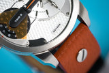 Diesel Men's Watch Mini Daddy Silver Brown - Designer Watch Store