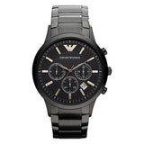 Emporio Armani Men's Renato Chronograph Watch Black Steel AR2453 - Designer Watch Store
