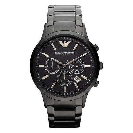 Emporio Armani Men's Renato Chronograph Watch Black Steel AR2453 - Designer Watch Store