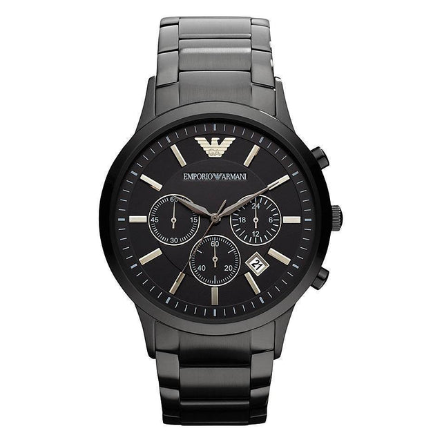 Emporio Armani Men's Renato Chronograph Watch Black Steel AR2453 - Designer Watch Store