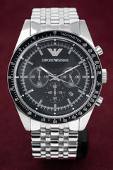 Emporio Armani Men's Tazio Chronograph Watch Steel AR5988 - Designer Watch Store