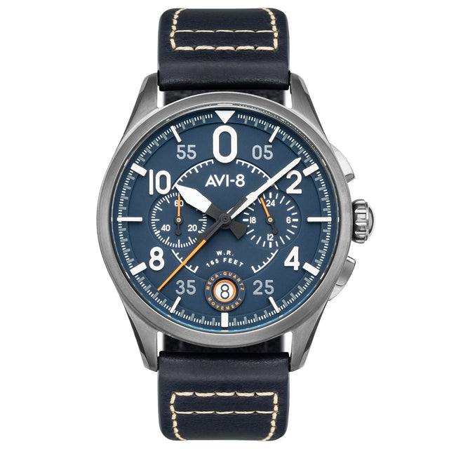 Pilot Watch - AVI-8 Spitfire Lock Channel Blue Chrono Watch AV-4089-04