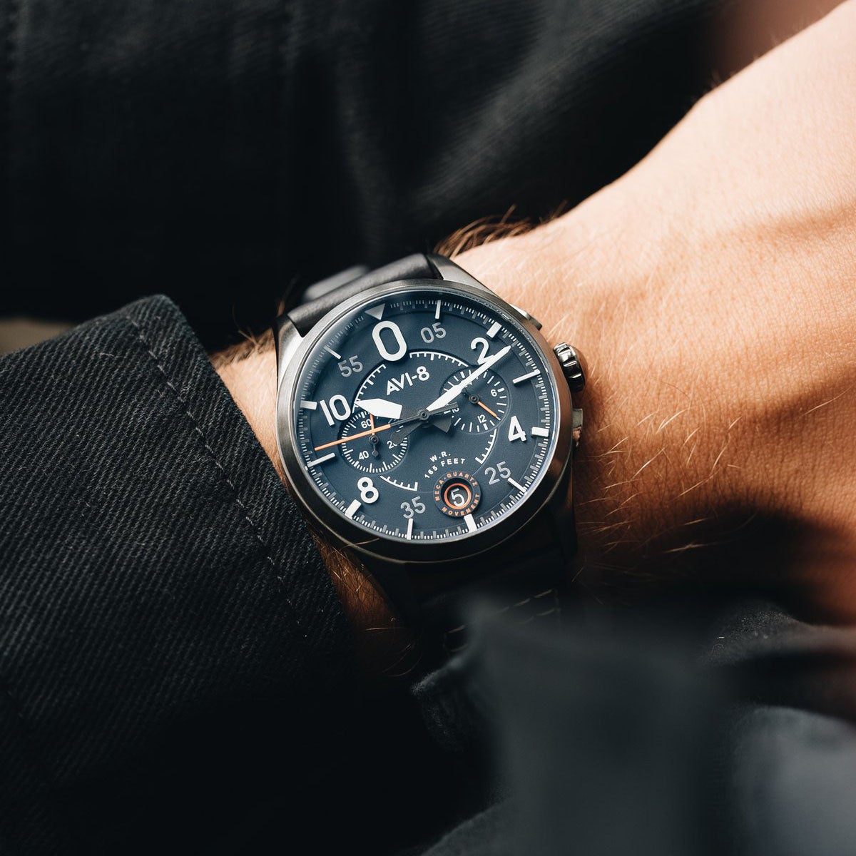 Pilot Watch - AVI-8 Spitfire Lock Channel Blue Chrono Watch AV-4089-04