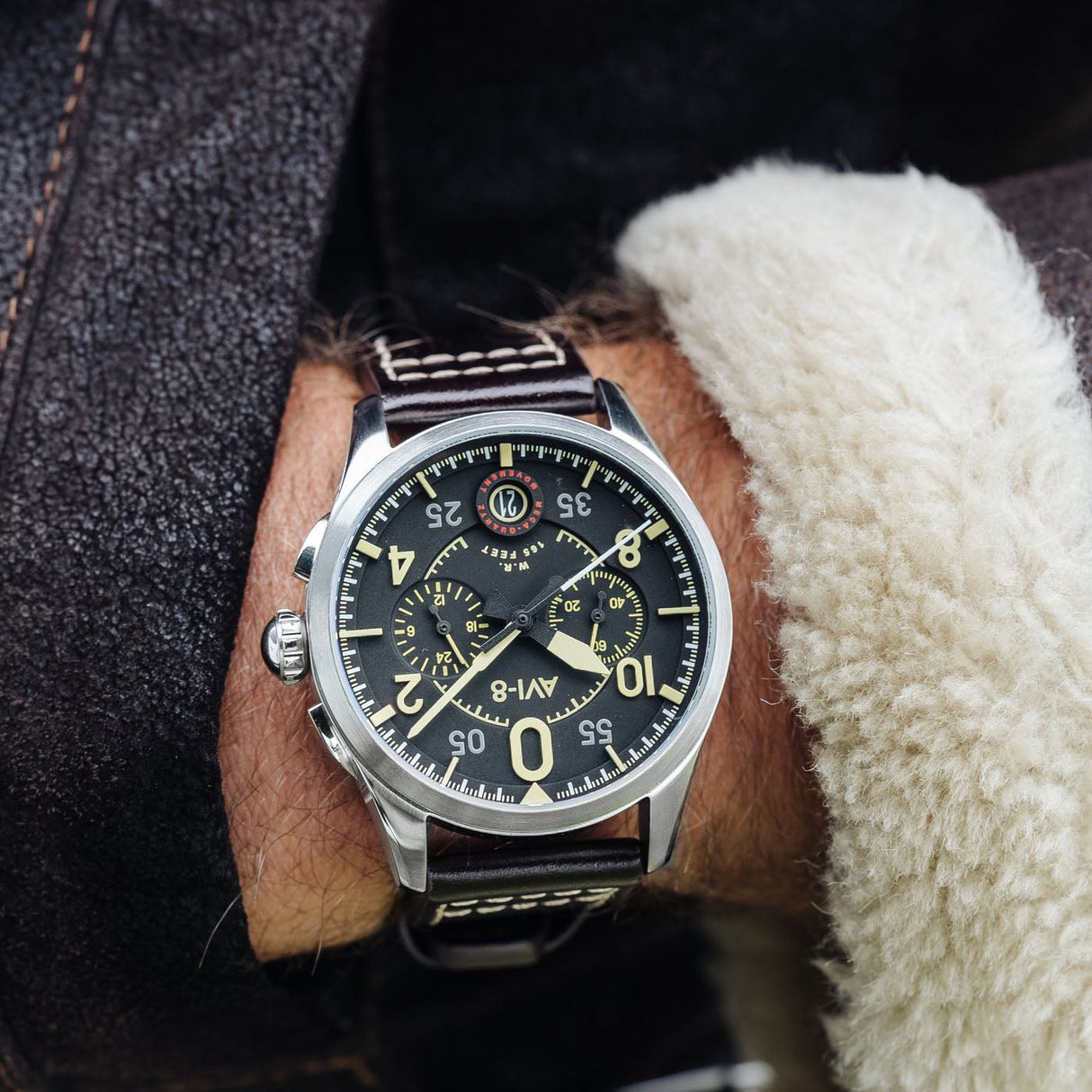 Pilot Watch - AVI-8 Spitfire Lock Midnight Oak Chrono Watch AV-4089-01